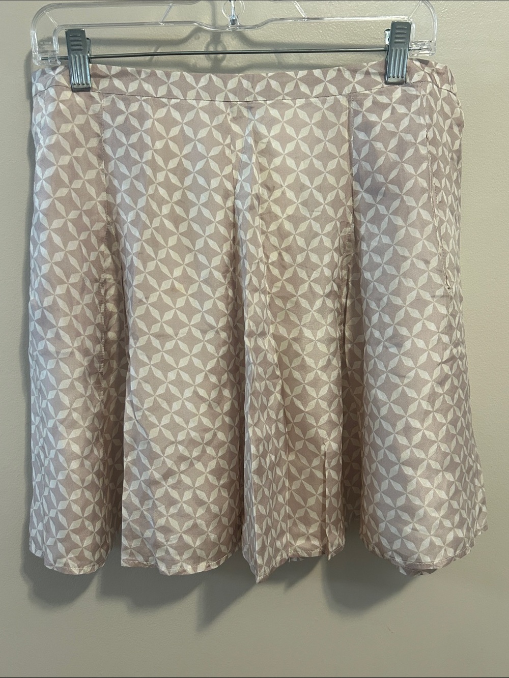 Refresh Geometric Print 100% Silk A-Line Pleated Skirt Size L